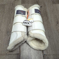 Pr Closed Fleece Lined Boots, velcro *vgc, clean, mnr hay, rubs, stains & residue
