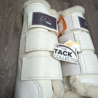 Pr Closed Fleece Lined Boots, velcro *vgc, clean, mnr hay, rubs, stains & residue
