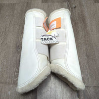 Pr Closed Fleece Lined Boots, velcro *vgc, clean, mnr hay, rubs, stains & residue

