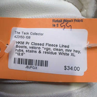 Pr Closed Fleece Lined Boots, velcro *vgc, clean, mnr hay, rubs, stains & residue
