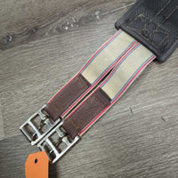Neoprene Girth, 1x els *gc, clean, mnr rust, dirt & residue, v.rubbed & hole edge, v.stretched els, older

