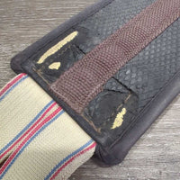 Neoprene Girth, 1x els *gc, clean, mnr rust, dirt & residue, v.rubbed & hole edge, v.stretched els, older
