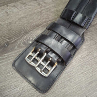 Padded Leather Short - Dressage Girth, 2x els *gc/vgc, clean, mnr rubs, dust, hair & fading, older?

