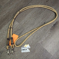 Braided Rawhide Loop Reins, snaps *vgc, clean, mnr film?residue, rubs, dry & stains
