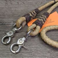 Braided Rawhide Loop Reins, snaps *vgc, clean, mnr film?residue, rubs, dry & stains
