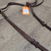 Narrow Adjustable Leather Breastplate *gc, missing keepers, bent, many extra holes, scraped/rough edges, dry, stiff
