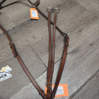 Wide Thick Adjustable Breastplate, Running Martingale Attachment *vgc, older, clean, mnr stains, dirt, creases & scratches
