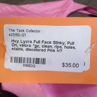 Hvy Lycra Full Face Slinky, Pull On, velcro *gc, clean, rips, holes, stains, discolored

