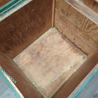 Thick Wood Tack Trunk, wood grooming box, metal edge trim *gc, older, scratches, chips, scrapes, dirty, residue
