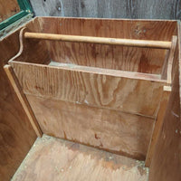 Thick Wood Tack Trunk, wood grooming box, metal edge trim *gc, older, scratches, chips, scrapes, dirty, residue
