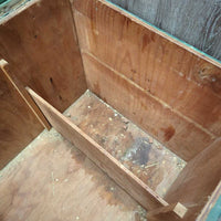 Thick Wood Tack Trunk, wood grooming box, metal edge trim *gc, older, scratches, chips, scrapes, dirty, residue
