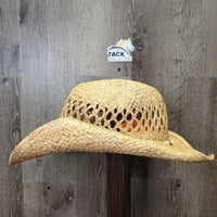Light Straw Western Hat, seashell band *vgc, bent, broken wire
