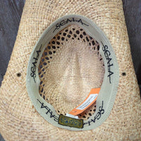 Light Straw Western Hat, seashell band *vgc, bent, broken wire
