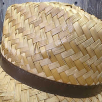 Wide Straw Western Hat, plastic edge *gc, burn? marks, stains, loose & broken ends
