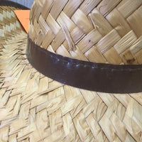 Wide Straw Western Hat, plastic edge *gc, burn? marks, stains, loose & broken ends
