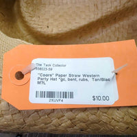 "Coors" Paper Straw Western Party Hat *gc, bent, rubs
