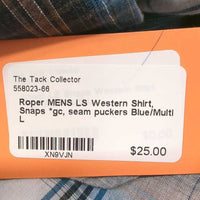 MENS LS Western Shirt, Snaps *gc, seam puckers
