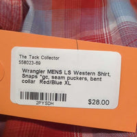 MENS LS Western Shirt, Snaps *gc, seam puckers, bent collar
