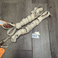 2 Cotton Web Driving Lines, Conway Buckles, Spring Snaps *gc, mnr dirt, stains, older, stiff
