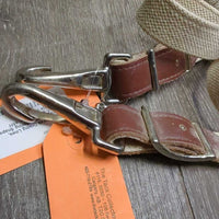 2 Cotton Web Driving Lines, Conway Buckles, Spring Snaps *gc, mnr dirt, stains, older, stiff
