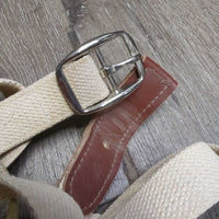 2 Cotton Web Driving Lines, Conway Buckles, Spring Snaps *gc, mnr dirt, stains, older, stiff
