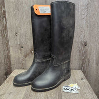 JUNIORS Lined Tall Rubber Riding Boots *gc/fair, dirty, scratches, older, v.rubbed & pilliy lining
