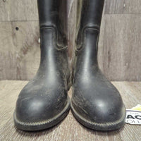 JUNIORS Lined Tall Rubber Riding Boots *gc/fair, dirty, scratches, older, v.rubbed & pilliy lining
