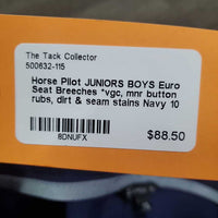 JUNIORS BOYS Euro Seat Breeches *vgc, mnr button rubs, dirt & seam stains
