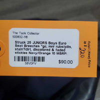 JUNIORS Boys Euro Seat Breeches *gc, mnr rubs/pills, stain?dirt, discolored & faded stickies

