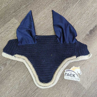 Crochet Fly Veil Ear Bonnet, 2x bling, Thick piping *gc, clean, snags, rubs, pills, frays, mnr dingy, v.curled, older?
