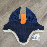 Crochet Fly Veil Ear Bonnet, 2x bling, Thick piping *gc, clean, snags, rubs, pills, frays, mnr dingy, v.curled, older?
