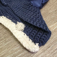 Crochet Fly Veil Ear Bonnet, 2x bling, Thick piping *gc, clean, snags, rubs, pills, frays, mnr dingy, v.curled, older?
