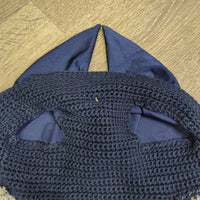 Crochet Fly Veil Ear Bonnet, 2x bling, Thick piping *gc, clean, snags, rubs, pills, frays, mnr dingy, v.curled, older?
