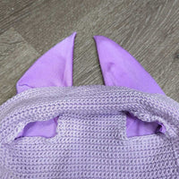 Crochet Fly Veil Ear Bonnet, 2x bling, piping *vgc, shrunk, puckered, v.curled edges, clean
