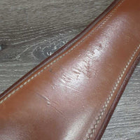 Padded Leather Girth, 2x els, 3x D Ring *fair, cracked, dirt, WEAK Stitching, rubs, bubbled, scrapes, scratches, frayed els
