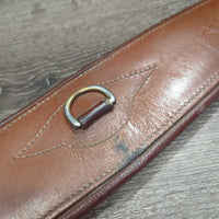 Padded Leather Girth, 2x els, 3x D Ring *fair, cracked, dirt, WEAK Stitching, rubs, bubbled, scrapes, scratches, frayed els
