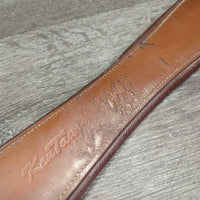 Padded Leather Girth, 2x els, 3x D Ring *fair, cracked, dirt, WEAK Stitching, rubs, bubbled, scrapes, scratches, frayed els
