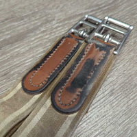 Padded Leather Girth, 2x els, 3x D Ring *fair, cracked, dirt, WEAK Stitching, rubs, bubbled, scrapes, scratches, frayed els
