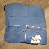 Lt Quilt Stable Blanket, 2 legs *gc, clean, mnr hair, dirt, film, threads, snags, tears, repairs, faded, strap fray
