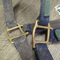 Thick Nylon Halter *fair, dirt, stains, frays, faded, rubs, older, torn holes, unstitched end
