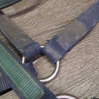 Thick Nylon Halter *fair, dirt, stains, frays, faded, rubs, older, torn holes, unstitched end
