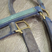 Thick Nylon Halter *fair, dirt, stains, frays, faded, rubs, older, torn holes, unstitched end
