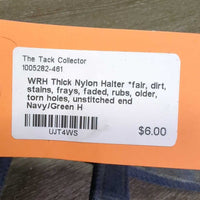 Thick Nylon Halter *fair, dirt, stains, frays, faded, rubs, older, torn holes, unstitched end
