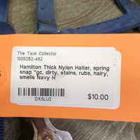 Thick Nylon Halter, spring snap *gc, dirty, stains, rubs, hairy, smells
