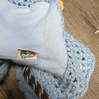 Crochet Fly Veil Ear Bonnet, 2x piping, v.big ears *vgc, v.curled& twisted, mnr stainsn, NO string, older?

