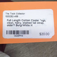 Full Length Cotton Cooler *vgc, clean, hairy, stained tail strap, older?
