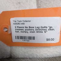 2 Fleece No Bow Leg Quilts *gc, creases, puckers, stretched, clean, hair, clumpy, stain
