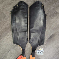 Leather Half Chaps, Back Zippers, bag *xc, clean, mnr dirt, rubs & stains
