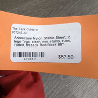 Nylon Stable Sheet, 2 legs *vgc, clean, mnr stains, rubs, faded, threads
