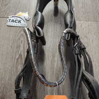 Wide/Padded Monocrown Bridle, Clinker Browband, Clinker *gc, scrapes, scratches, rubs, unglued back, tight keeper, threads, NO Flash
